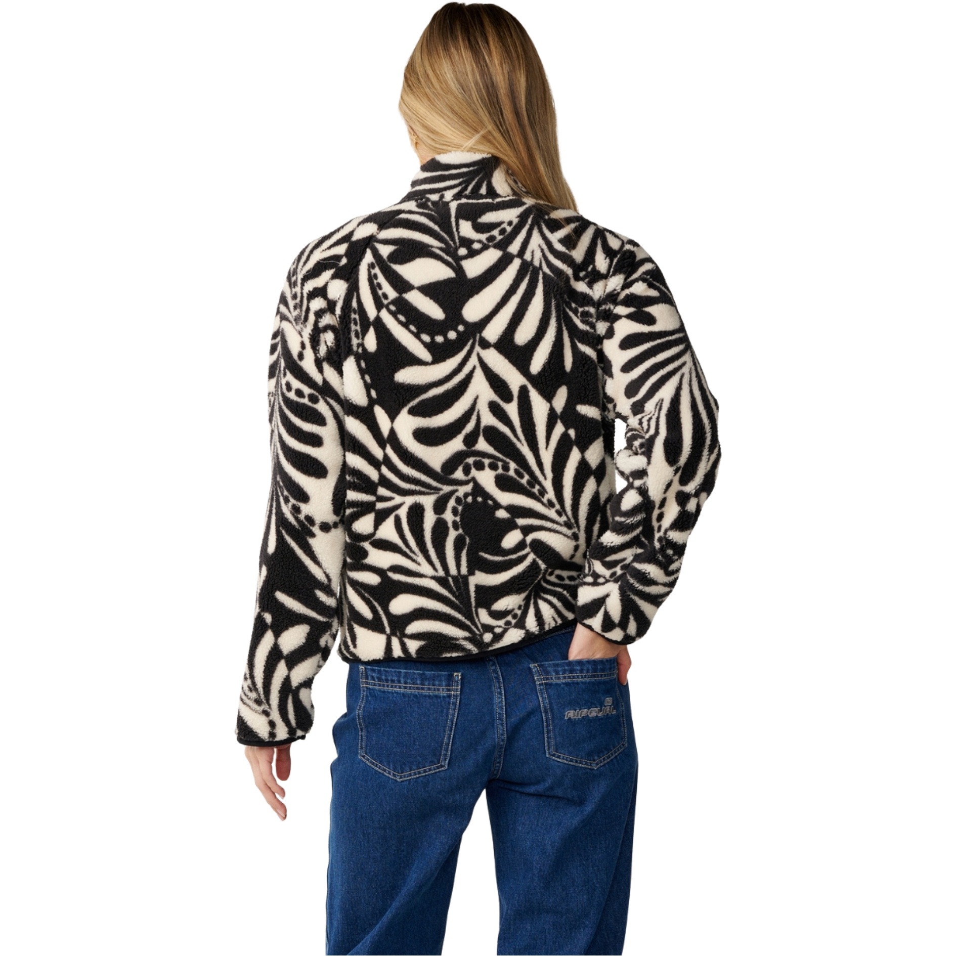 2026 Rip Curl Womens Party Pack Zip Through Polar Fleece 0EGWFL - Black / White